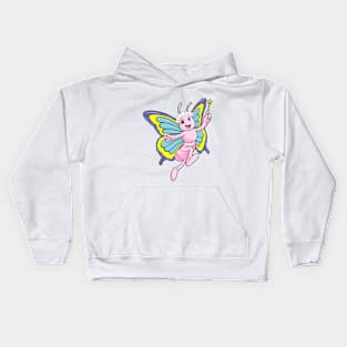 Butterfly with a magic wand and wreath of flowers Kids Hoodie